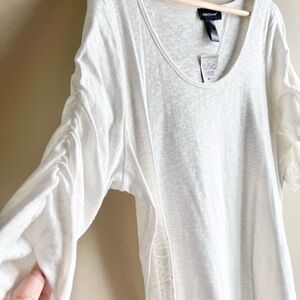 NWT Ashley Stewart White Short Sleeve Top with All Over Sparkles